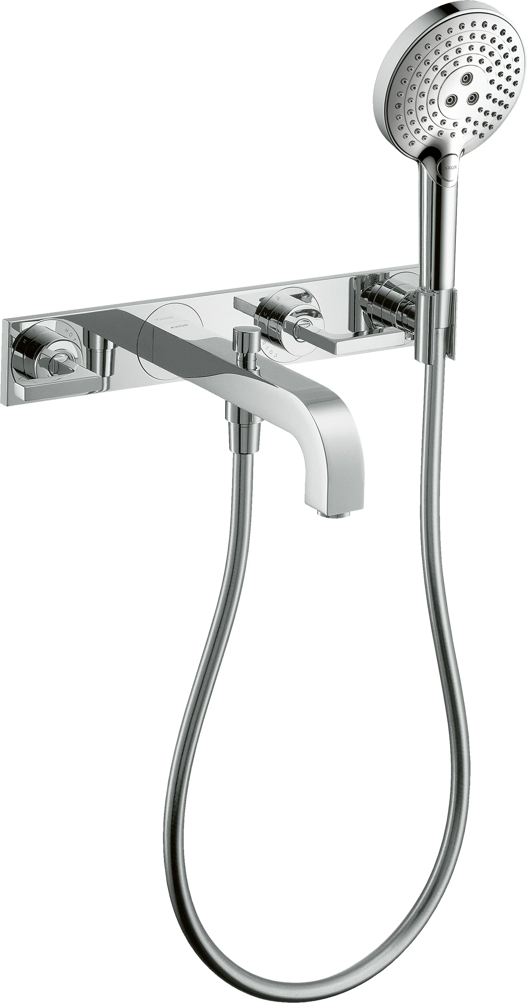 Hansgrohe AXOR Citterio 3-Loch Wannenarmatur Chrom, Ausladung 222 mm, Wandmontage
