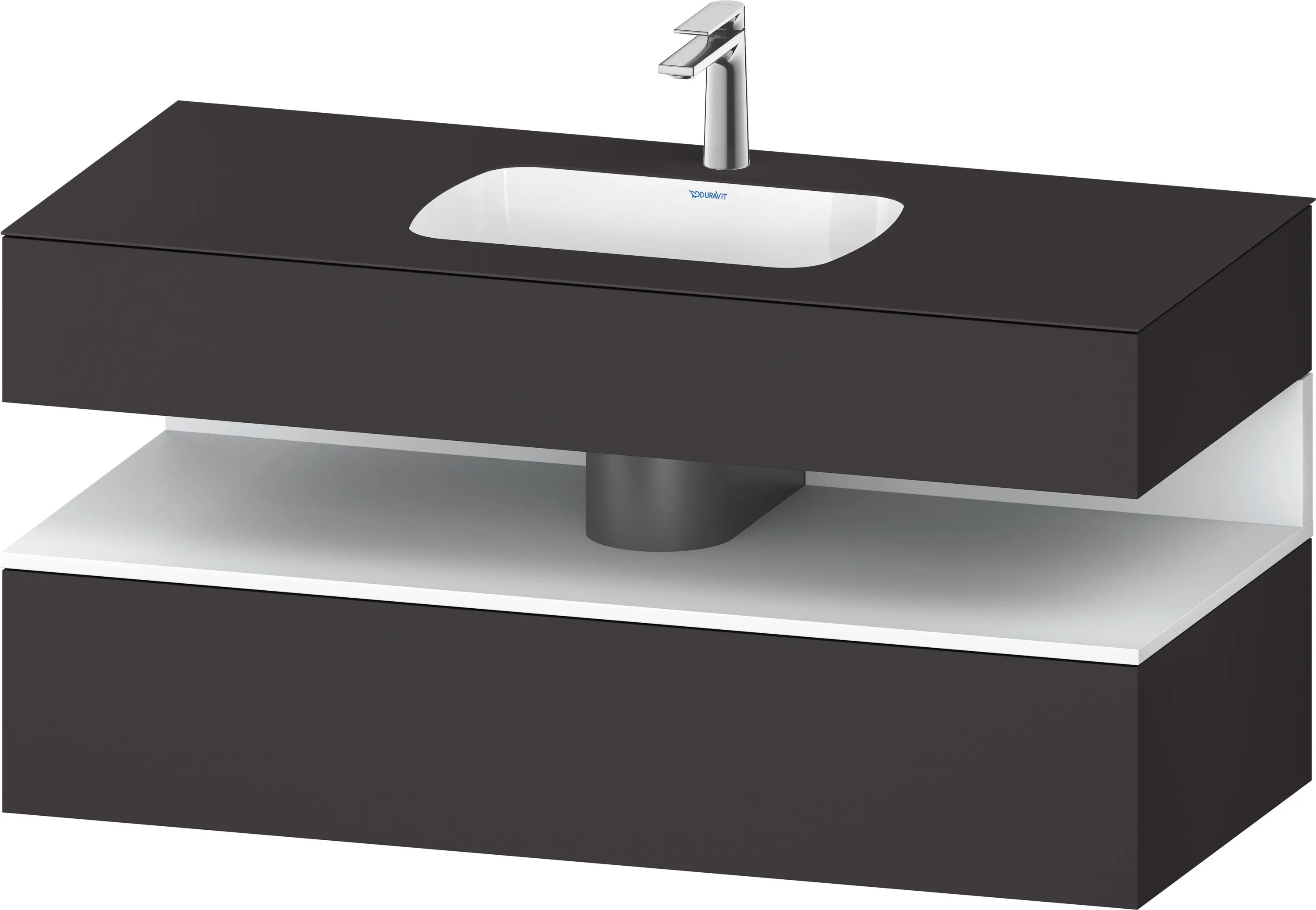 Einbauwaschtisch mit Konsolenwaschtischunterbau „Qatego“ 120 × 55 × 60 cm, mit Beleuchtung