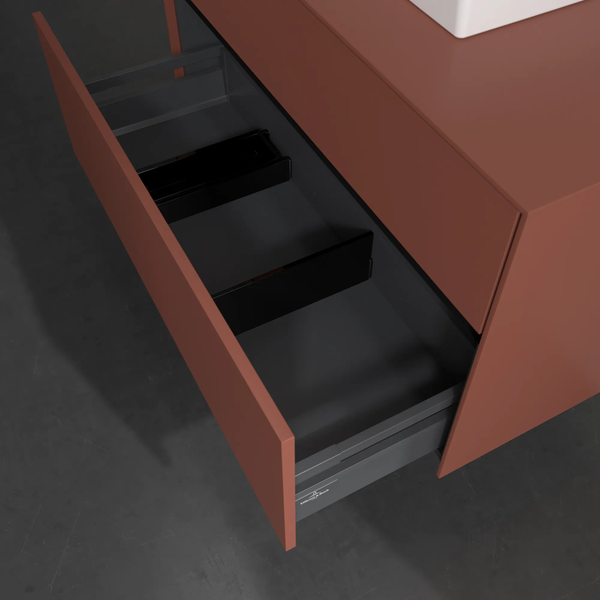 Villeroy & Boch Waschtischunterschrank „Collaro“ 1000 × 548 × 500 mm Wine Red, mit Beleuchtung, für Becken mittig Villeroy & Boch Waschtischunterschrank „Collaro“ 1000 × 548 × 500 mm Wine Red, mit Beleuchtung, für Becken mittig