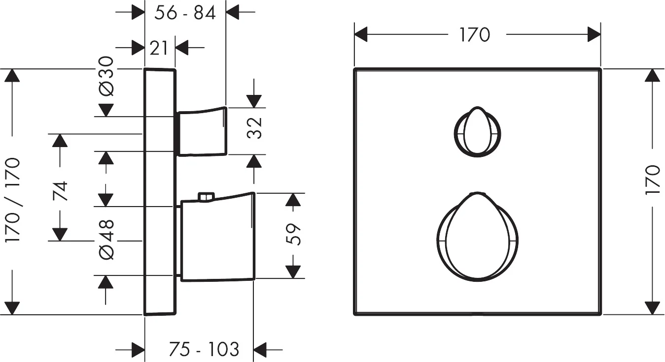 Hansgrohe Thermostat UP Axor Starck Organic, Chrom, Unterputz mit Ab- und Umstellventil, 2 Verbraucher, max. Durchfluss 29 l/min, einstellbare Temperaturbegrenzung, Rückflussverhinderer, Schalldämpfer