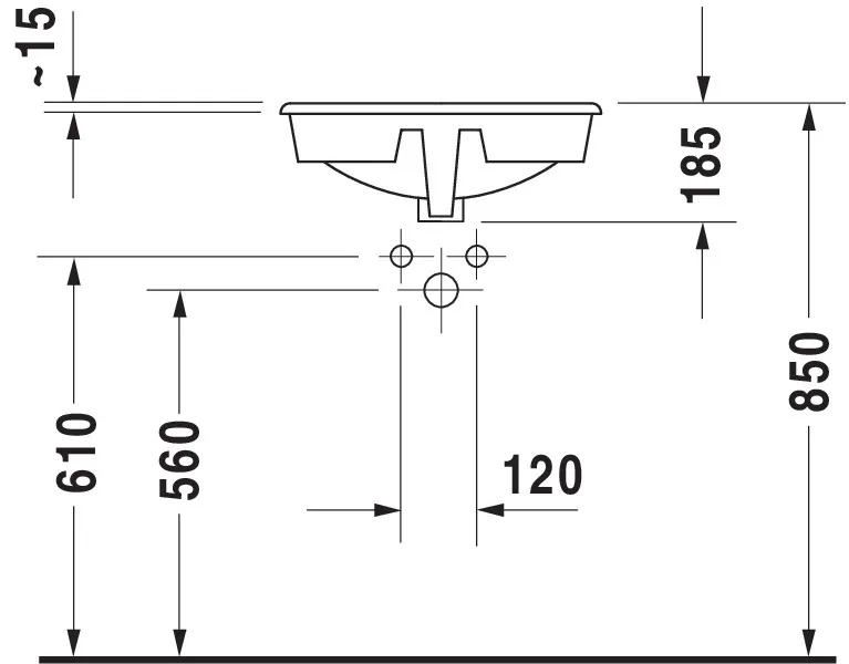 Einbauwaschtisch Manua 480 mm EB v.oben, mitÜL, mitHLB, 1 HL, weiß