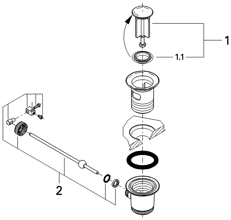 Ablaufgarnitur 1 1/4'' 28910, für Waschtisch-/Bidet-Armaturen, chrom