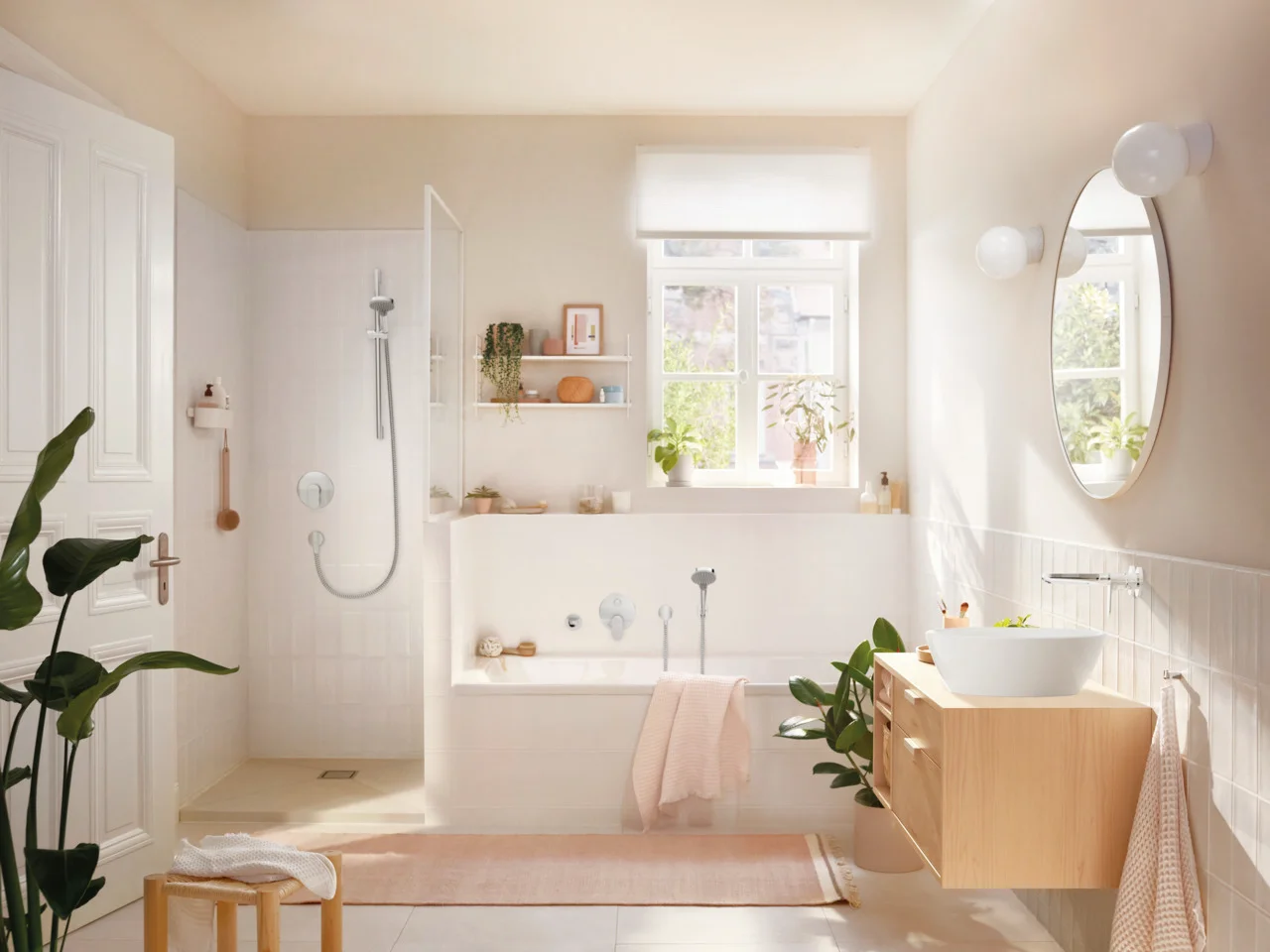 Hansgrohe Rebris S Einhebel-Wannenmischer Unterputz, Chrom, 2 Verbraucher, Keramikmischsystem, einstellbare Temperaturbegrenzung, automatische Rückstellung, Schalldämpfer