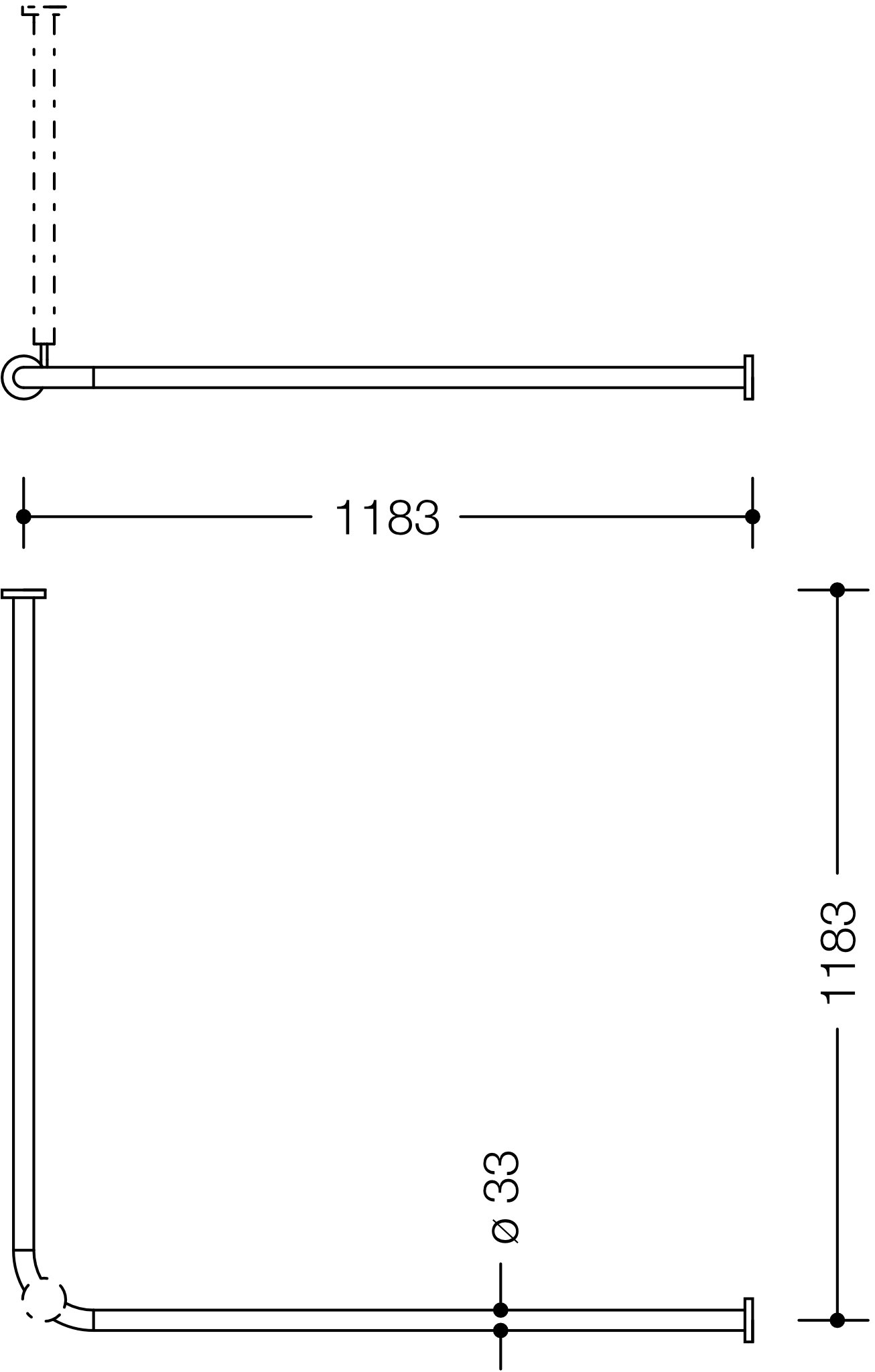 VH-Stange,matt,AM1/2:1183,kürzb., 24 Ringe reinweiß