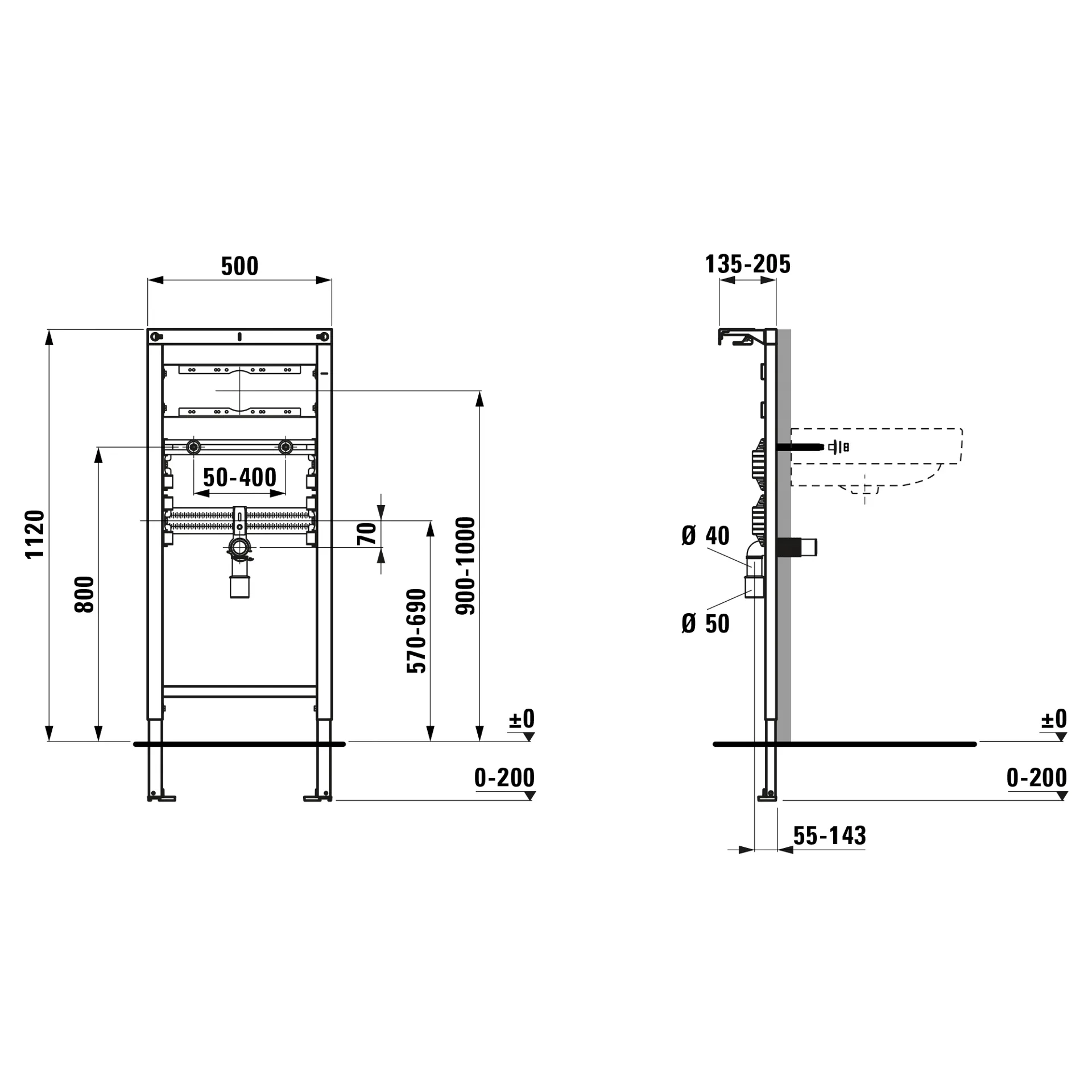 Installationselement INEOLINK für Waschtisch mit Traverse für UP-Armatur, selbstragender, pulverbeschichteter Stahlrahmen für Trocken- und Massivbau für Vor- und Inwandinstallation, Füße selbsthemmend, höhenverstellbar und drehbar Installationselement INEOLINK für Waschtisch mit Traverse für UP-Armatur, selbstragender, pulverbeschichteter Stahlrahmen für Trocken- und Massivbau für Vor- und Inwandinstallation, Füße selbsthemmend, höhenverstellbar und drehbar