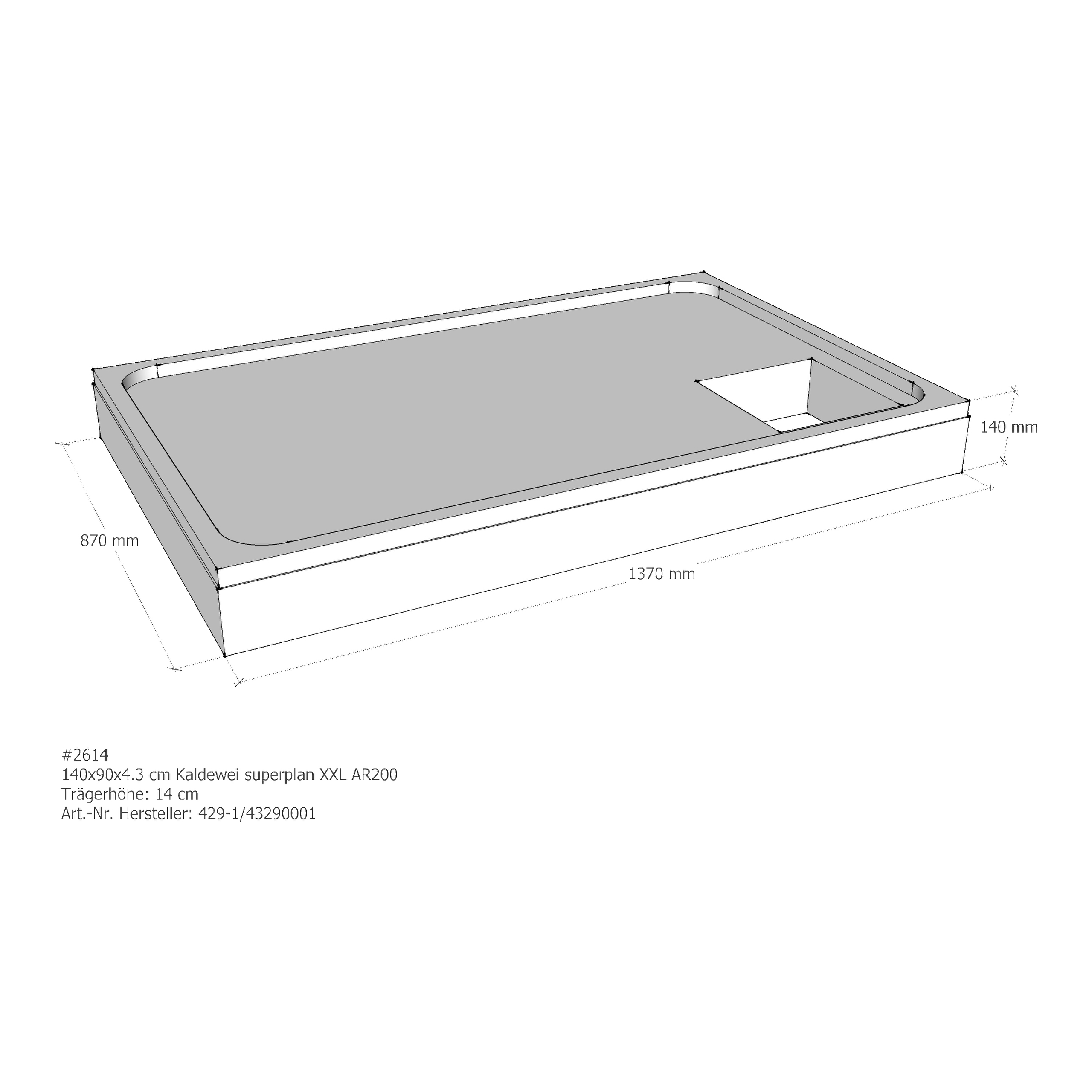 Duschwannenträger für Kaldewei Superplan XXL 140 × 90 × 4,3 cm