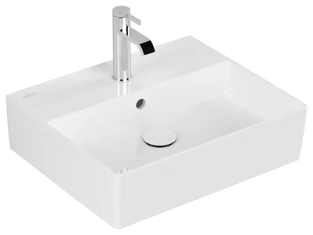 Villeroy & Boch Wandwaschtisch aus TitanCeram „Memento 2.0“ 500 × 420 × 140 mm, mit Hahnlochbohrung, Hahnlochposition mittig in Weiß Alpin