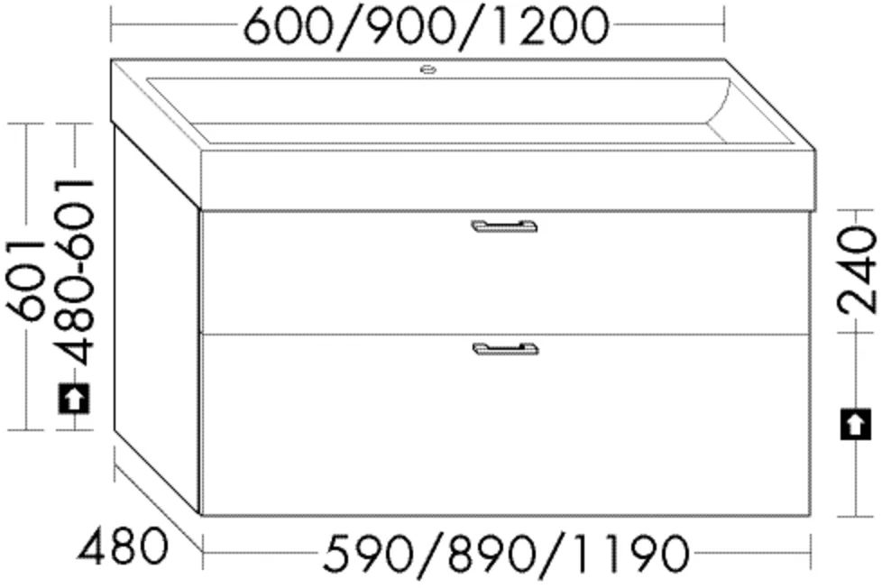 Waschtischunterschrank Sys30 von burgbad – 89 cm breit, 48 cm tief, 601 mm hoch, mit 1 Schublade oben und 1 Auszug unten, inkl. Raumsparsiphon Waschtischunterschrank Sys30 von burgbad – 89 cm breit, 48 cm tief, 601 mm hoch, mit 1 Schublade oben und 1 Auszug unten, inkl. Raumsparsiphon