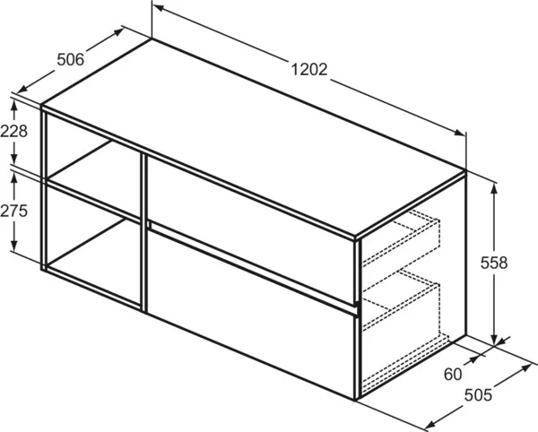 Ideal Standard Waschtischunterschrank „Finesse“ 120,2 × 55,8 × 50,5 cm Eiche weiß Ideal Standard Waschtischunterschrank „Finesse“ 120,2 × 55,8 × 50,5 cm Eiche weiß
