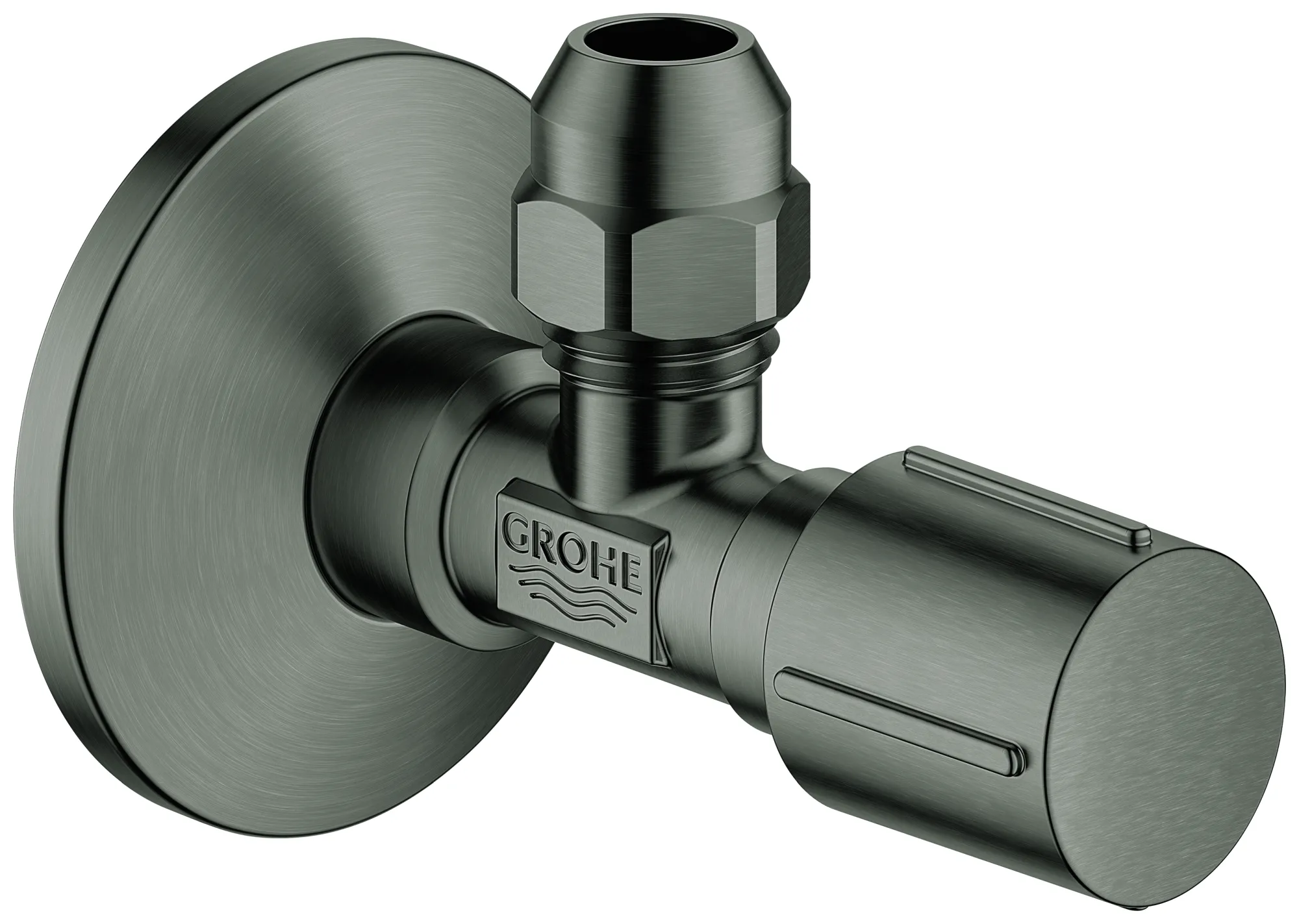Eckventil 22037, Wandanschluss 1/2'', Abgang 3/8'', langer Schubschaft, Quetschverschraubung Ø 10 mm, Schubrosette aus Metall, chrom Eckventil 22037, Wandanschluss 1/2'', Abgang 3/8'', langer Schubschaft, Quetschverschraubung Ø 10 mm, Schubrosette aus Metall, chrom