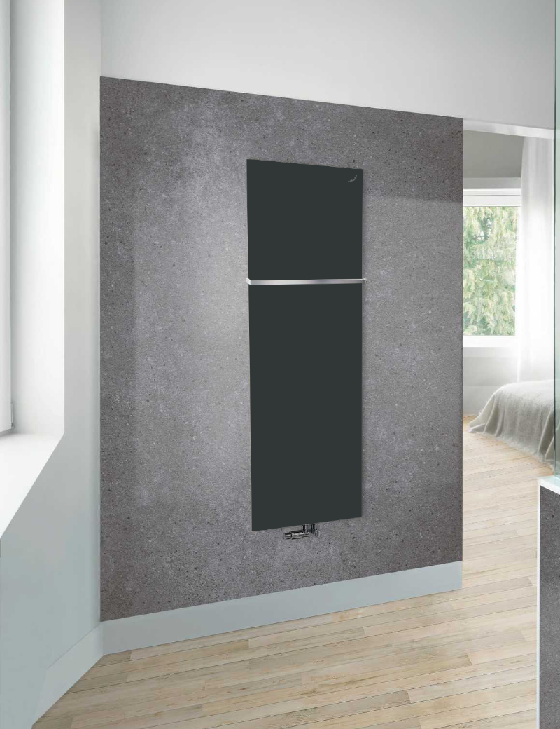 Zehnder Design-Heizkörper „Fina Lean Bar“ für Warmwasser-Zentralheizung mit 50 mm-Mittelanschluss 70 × 150 cm in Champagne
