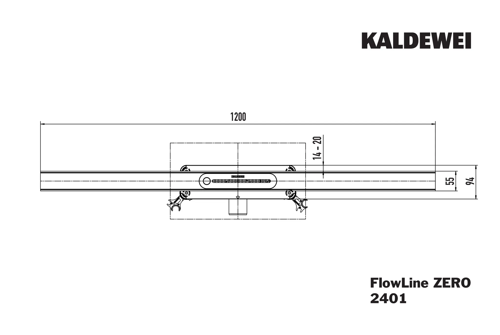 Kaldewei Duschprofil „FlowLine Zero“ Modell 2401 120 cm in edelstahl gebürstet