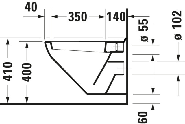 Wand-WC Duraplus Hornberg 530 mm Tiefspüler, pergamon