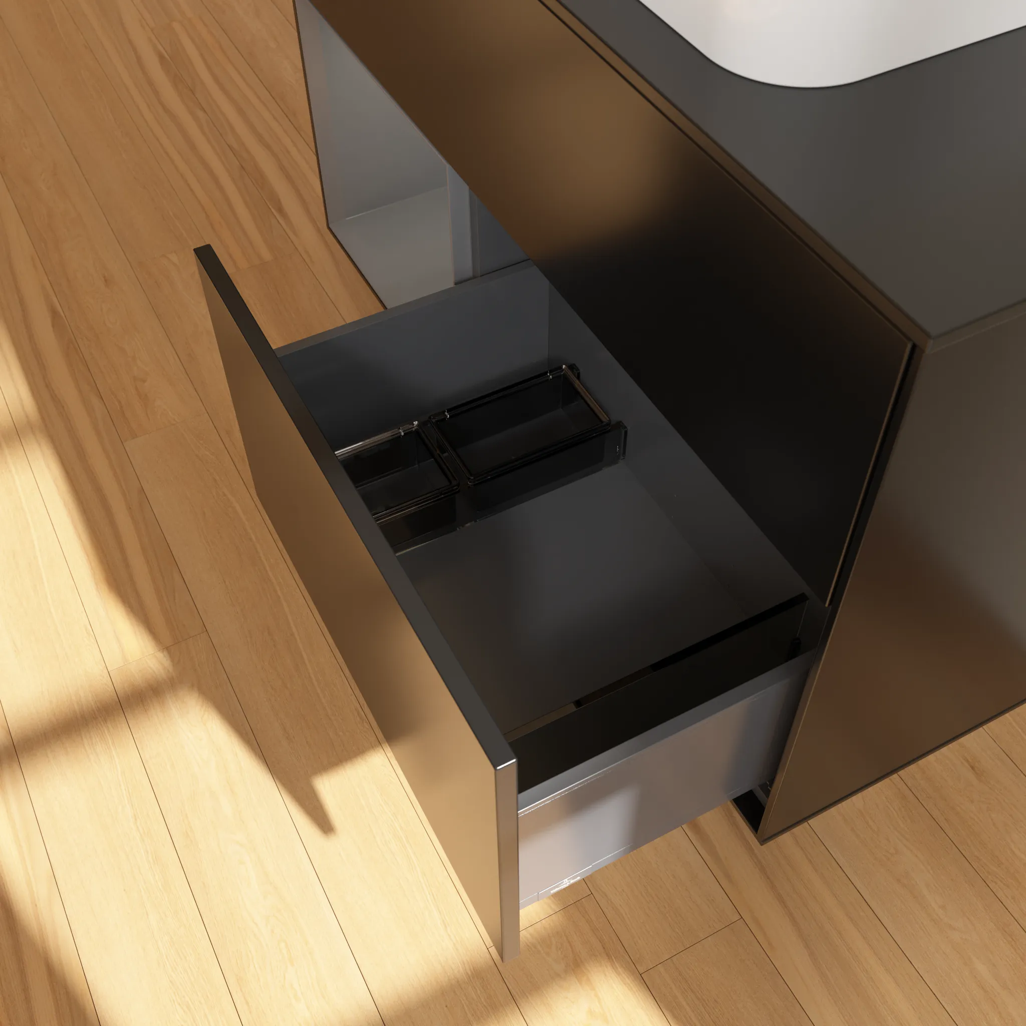 Villeroy & Boch Waschbeckenunterschrank Finion F24, 1000x603x501 mm, Black Matt Lacquer, mit Beleuchtung und Push-to-open Funktion