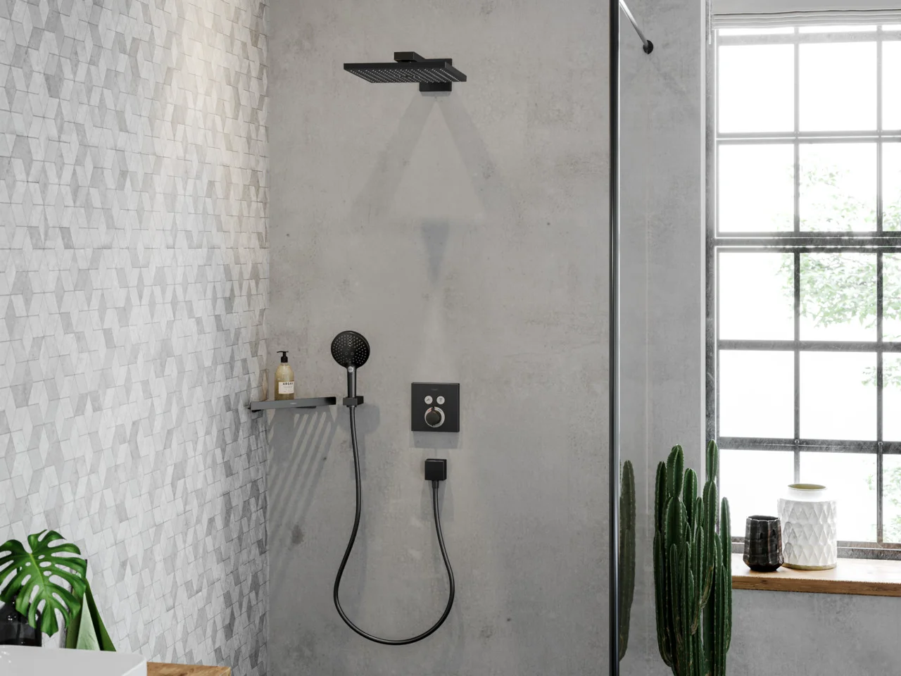 Hansgrohe Handbrause Raindance Select S 120 BBC, Brushed Black Chrome, 3 Strahlarten, QuickClean, Durchflussmenge 15 l/min