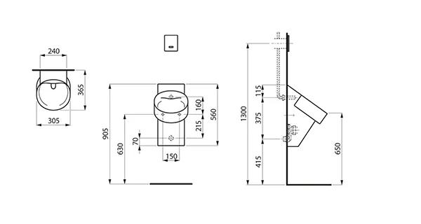 Absaugeurinal VAL 365x305x560 spülrandlos weiß Absaugeurinal VAL 365x305x560 spülrandlos weiß