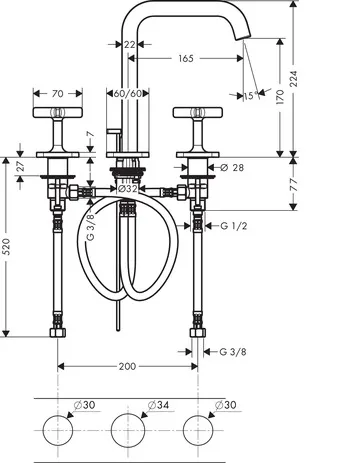 Hansgrohe AXOR Citterio E 3-Loch Waschtischarmatur 170 Chrom Hansgrohe AXOR Citterio E 3-Loch Waschtischarmatur 170 Chrom