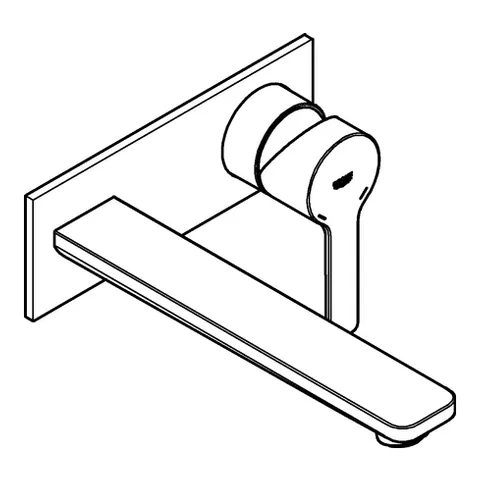 2-Loch-Waschtischbatterie Lineare 23444_1, Wandmontage, Fertigmontageset für 23571, Ausladung 207 mm, chrom 2-Loch-Waschtischbatterie Lineare 23444_1, Wandmontage, Fertigmontageset für 23571, Ausladung 207 mm, chrom