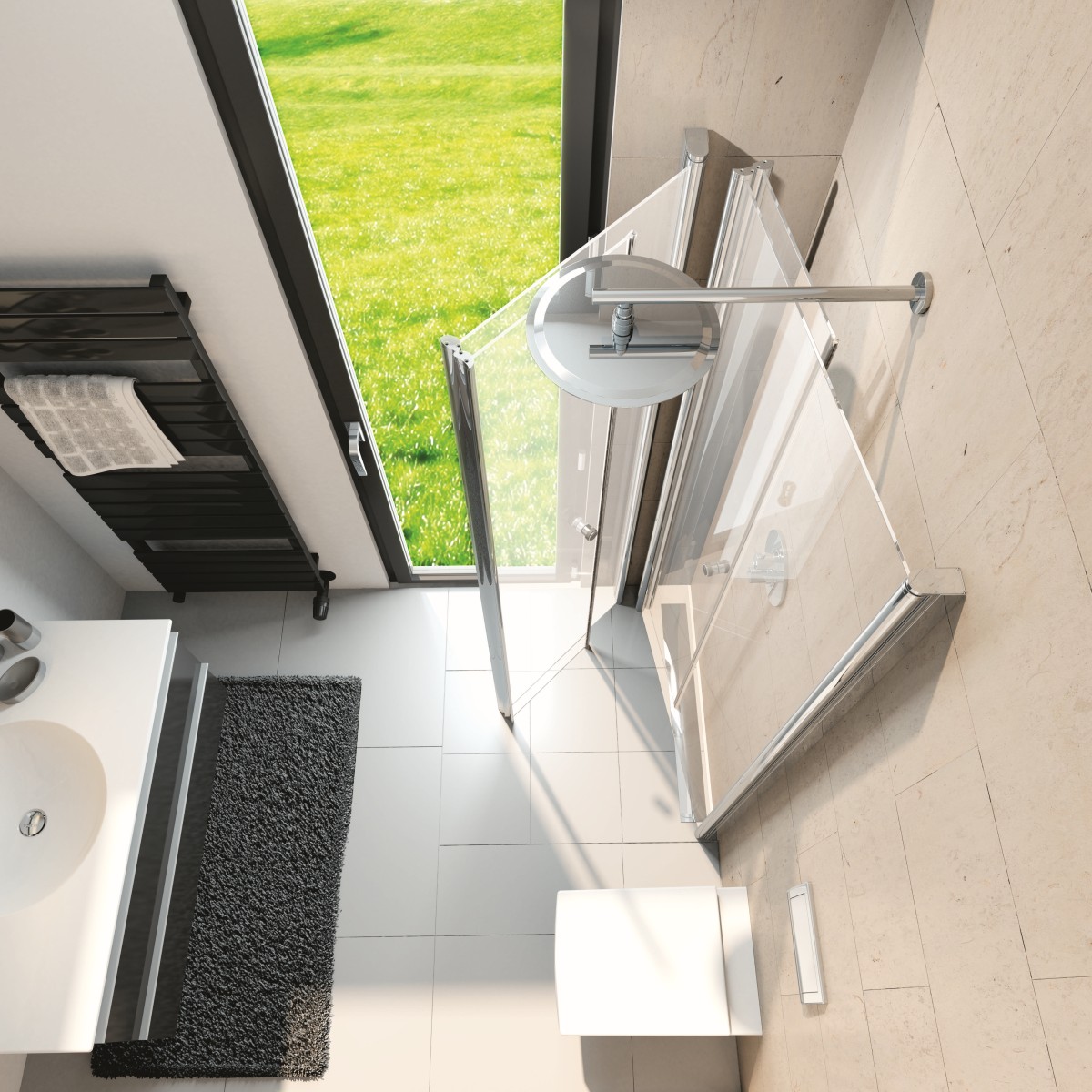 HSK Fensterlösung Duschabtrennung Profil-Drehfalttür pendelbar, 4-teilig „Exklusiv“ Glas Grau, Profile Chromoptik (Alu Hochglanz poliert) HSK Fensterlösung Duschabtrennung Profil-Drehfalttür pendelbar, 4-teilig „Exklusiv“ Glas Grau, Profile Chromoptik (Alu Hochglanz poliert)