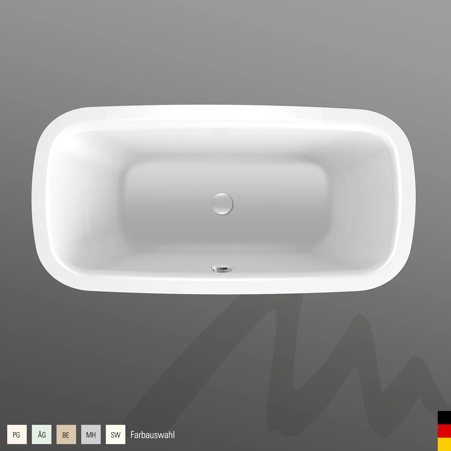 Mauersberger Acryl-Badewanne nivalis oval duo 1800x900x450, Farbgruppe: 2