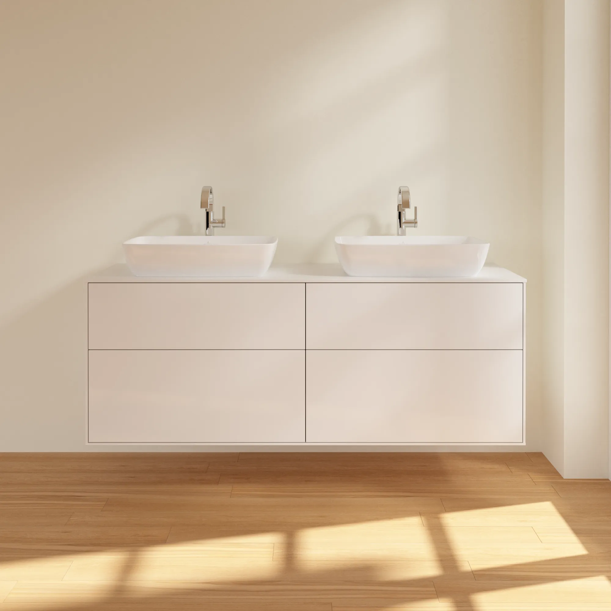 Villeroy & Boch Waschtischunterschrank „Finion“ für Schrankwaschtisch 1600 × 603 × 501 mm Glossy White Lacquer, für links und rechts, mit Hahnlochbohrung