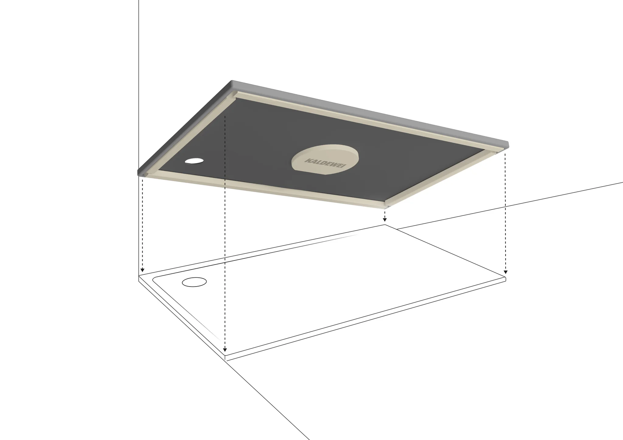 Kaldewei rechteck Duschwanne „Cayonoplan“ 750 × 900 mm ohne Oberflächenbeschichtung, mit Perl-Effekt, in warm grey 70