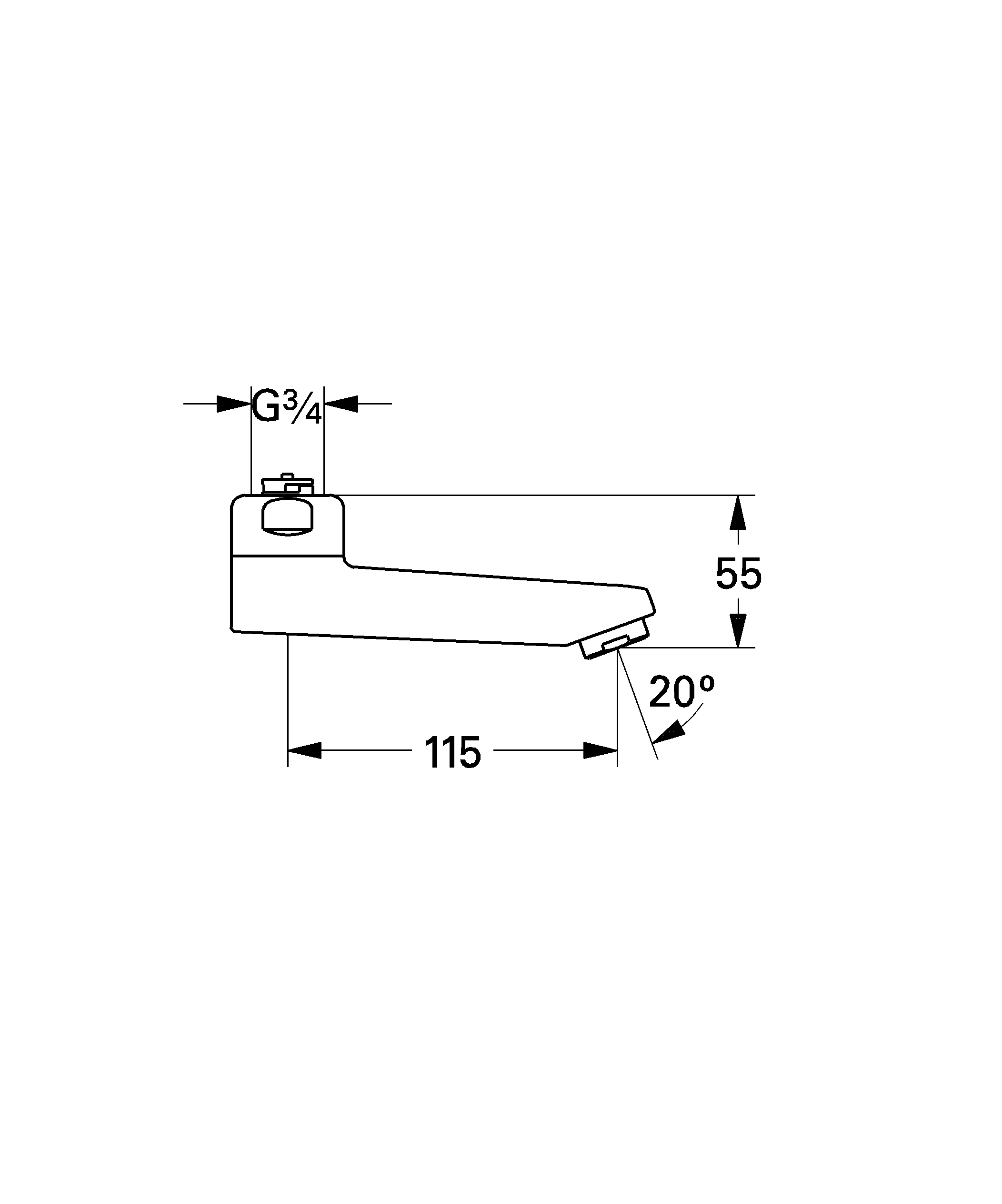 Gussauslauf 13461, Länge 115 mm, schwenkbar, Laminarstrahlregler 9 l/min., chrom