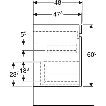 Renova Plan Unterschrank für Doppelmöbelwaschtisch, mit zwei Schubladen und zwei Innenschubladen: 129x60.5x47.3cm, Nussbaum hickory hell