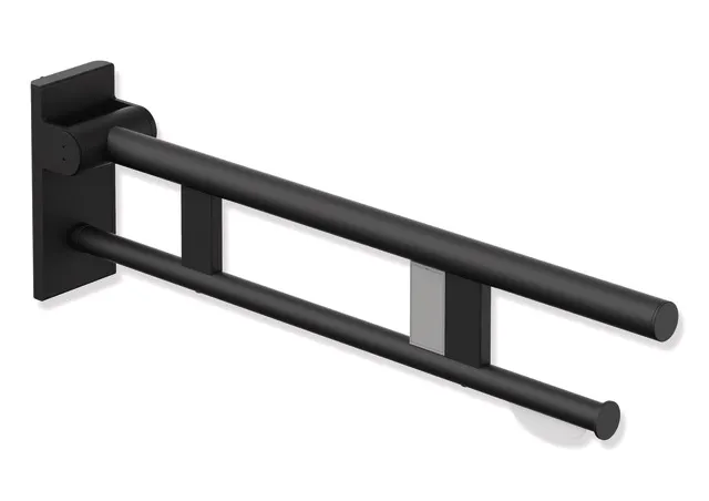HEWI Stützklappgriff Duo, Design A, Edelstahl, Ausladung 700 mm, schwarz HEWI Stützklappgriff Duo, Design A, Edelstahl, Ausladung 700 mm, schwarz