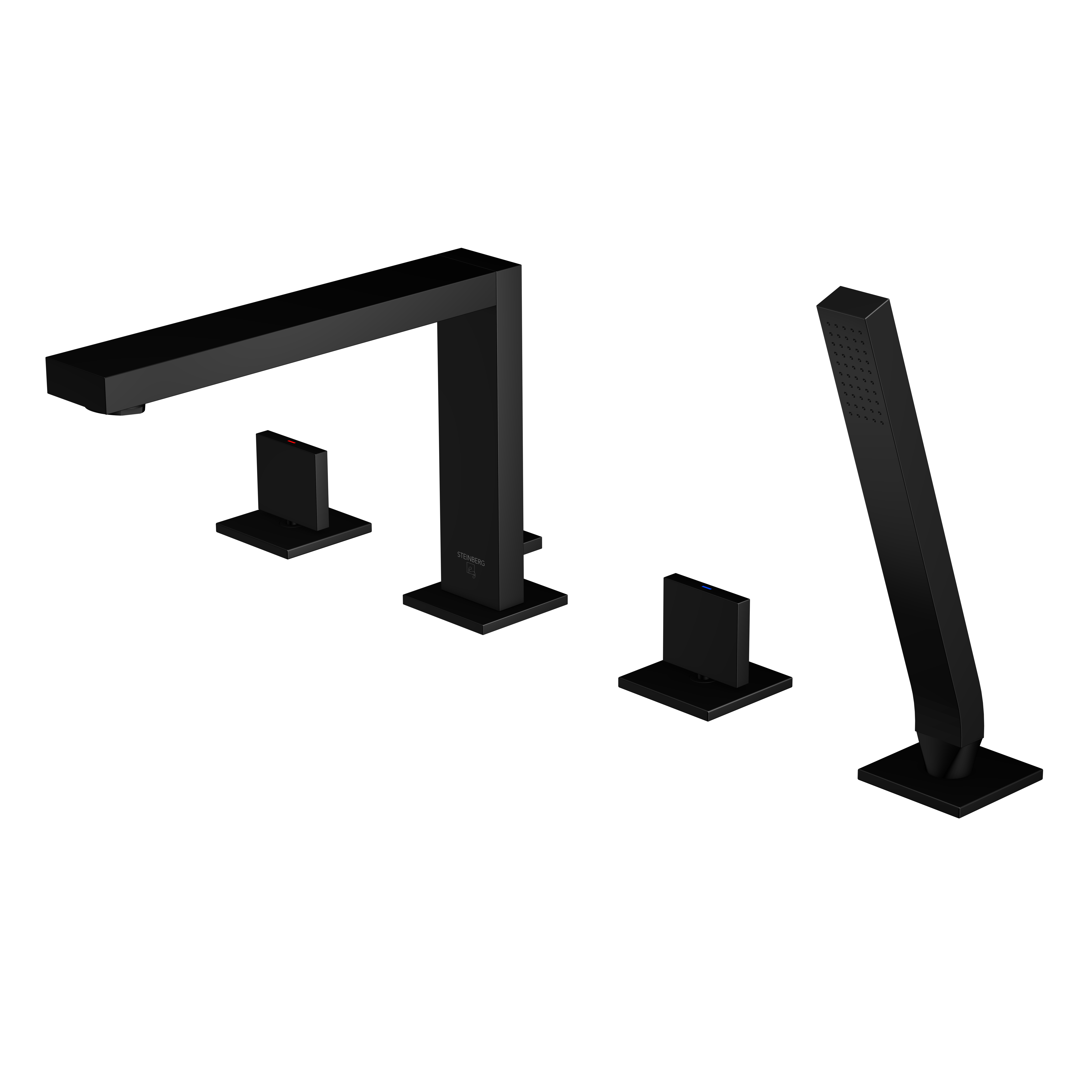 Serie 160 4-Loch Wanne/Brause-Standarmatur, mit Handbrause, Ausladung: 21 cm Serie 160 4-Loch Wanne/Brause-Standarmatur, mit Handbrause, Ausladung: 21 cm