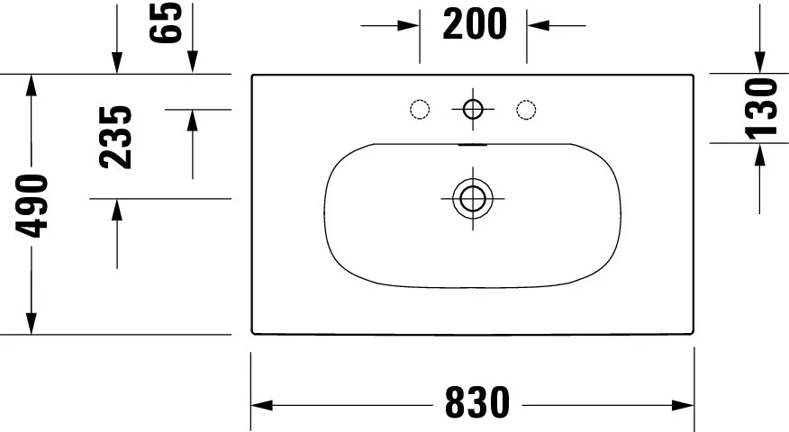 Möbelwaschtisch Viu 830mm, Weiß mitÜL, mitHLB, 1 HL.