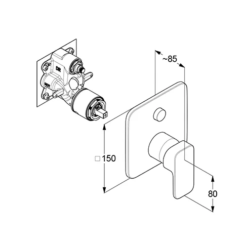 Kludi RENON UP-WAFÜ-BRAUSE-EHM, Einhandmischer, Unterputz, N2 Brushed Gunmetal