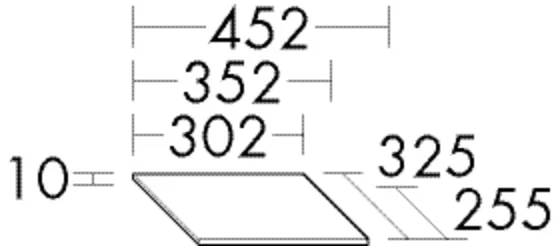Glasabdeckplatte, Unterseite farbig lackiert, Tiefe: 255 mm, Breite: 352 mm, Höhe: 10 mm