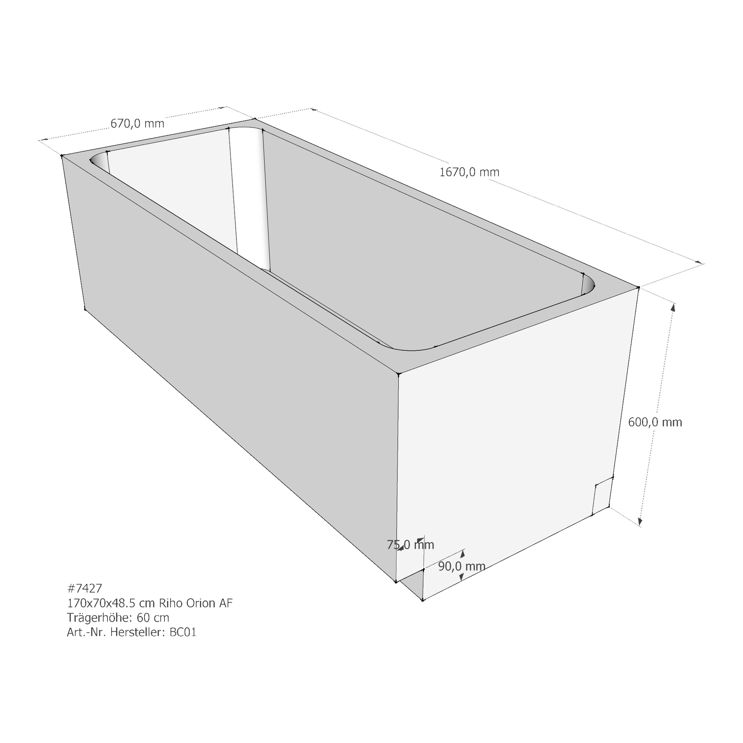 Badewannenträger für Riho 170 × 70 × 48,5 cm Badewannenträger für Riho 170 × 70 × 48,5 cm