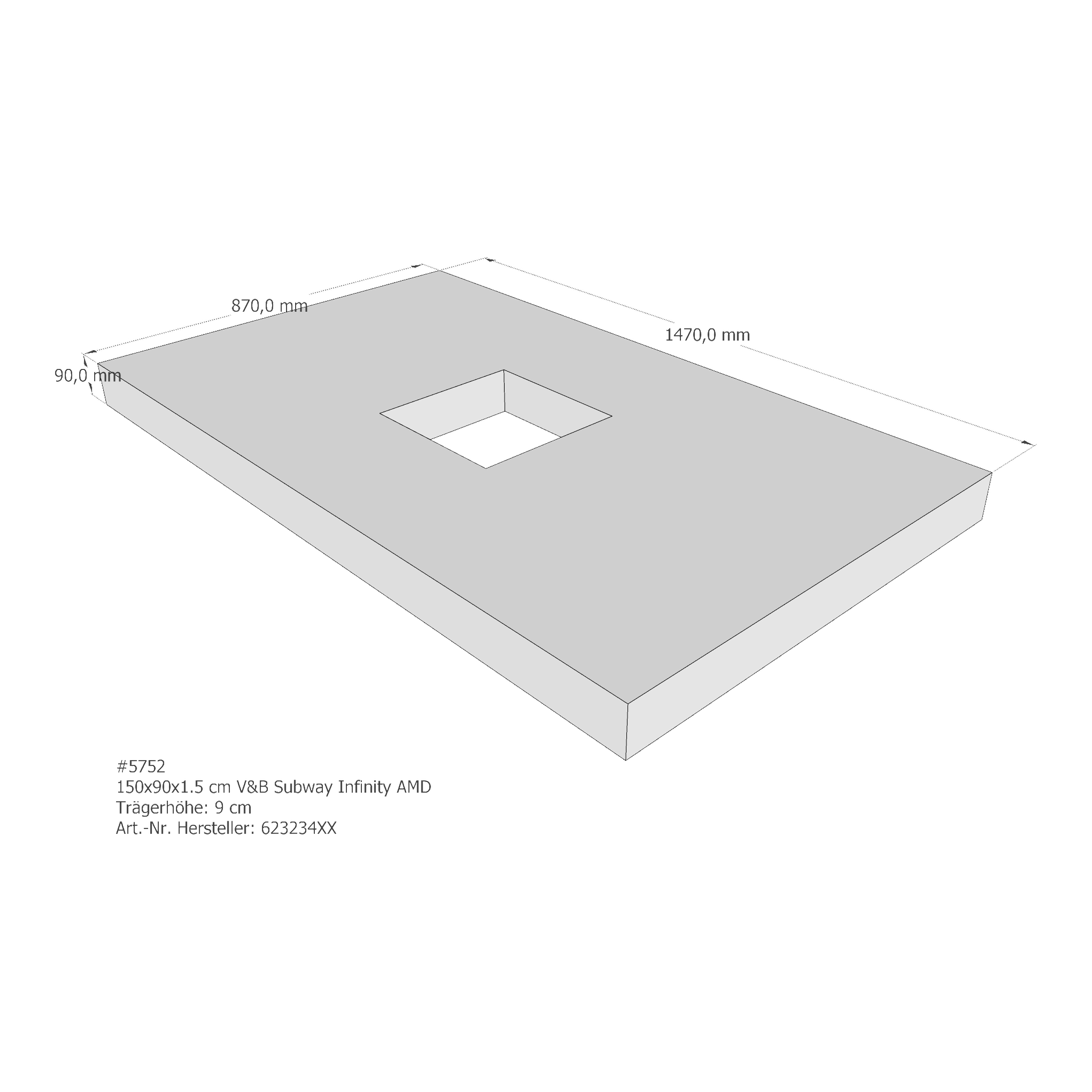 Duschwannenträger für Villeroy & Boch Subway Infinity 150 × 90 × 1,5 cm
