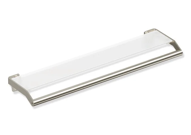 Ablage mit Haltegriff des Systems 900, Edelstahl, PVD, Glasplatte mit Splitterschutzfolie, weiß hinterlackiert, 720 mm breit, 70 mm hoch, 188 mm tief, in Farbe CK (Messing glänzend)