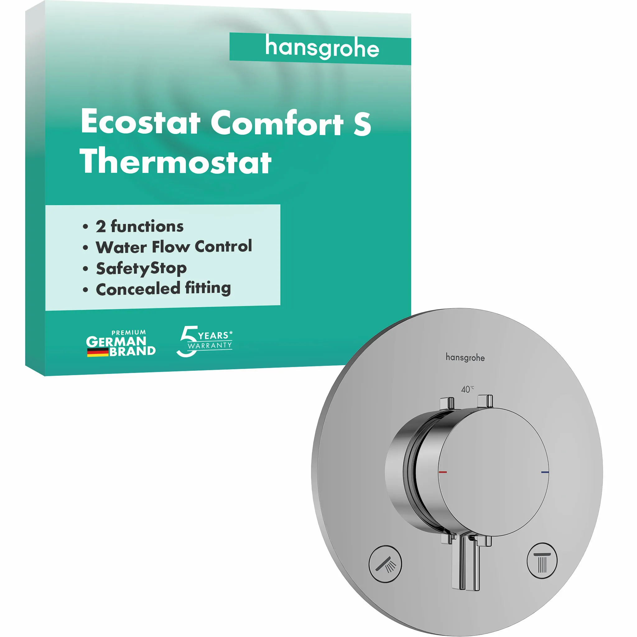 Hansgrohe Unterputz-Armatur „Ecostat Comfort S“ Ausladung 0 mm in Chrom