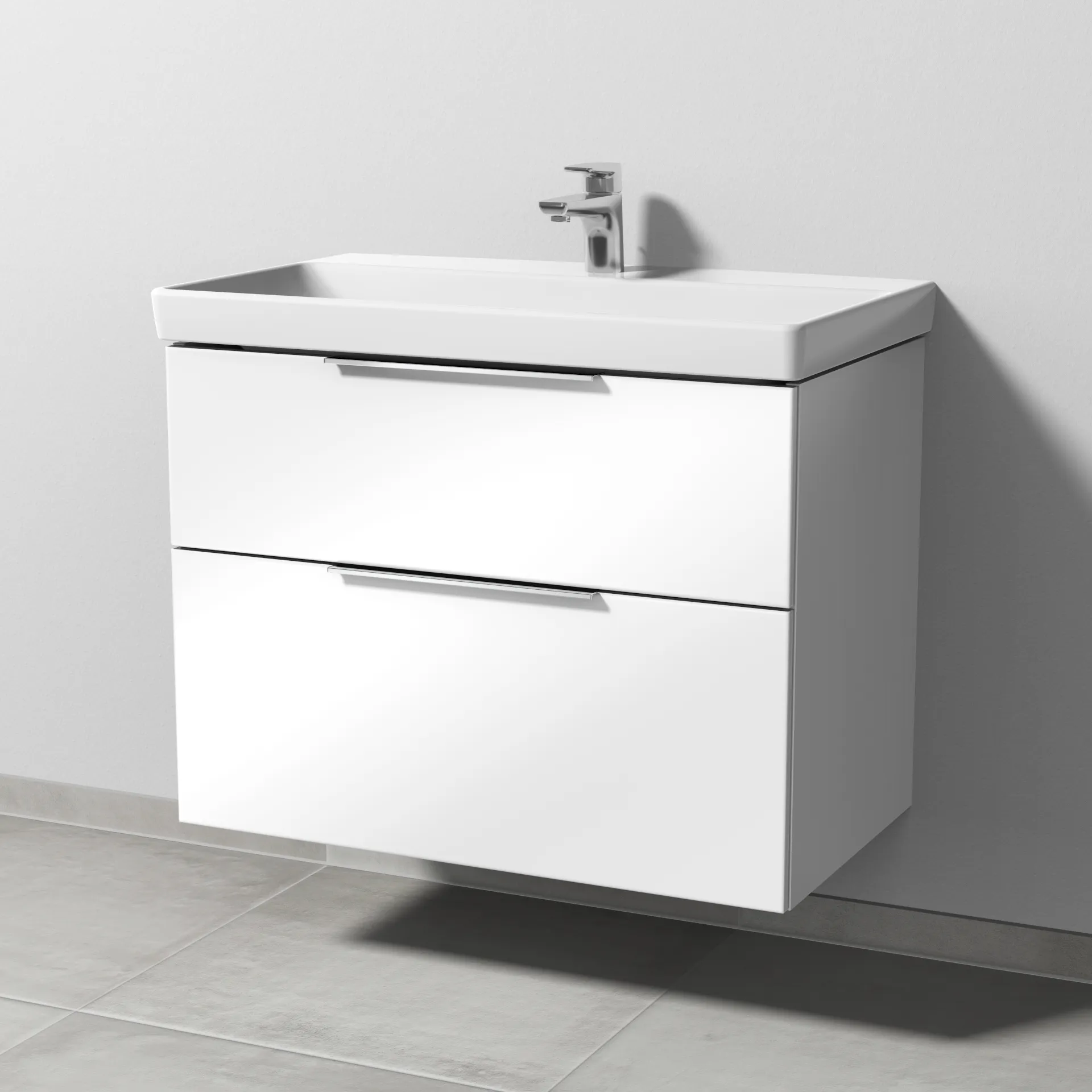 Sanipa Waschtischunterschrank „3way“ passend zu Keramik-Waschtische Avento von Villeroy & Boch 776 × 580 × 452 mm in Weiß (glanz)