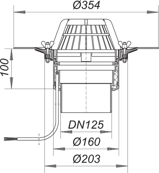 Dachablauf 62 H Schraubflansch, beheizt, DN 125 Dachablauf 62 H Schraubflansch, beheizt, DN 125