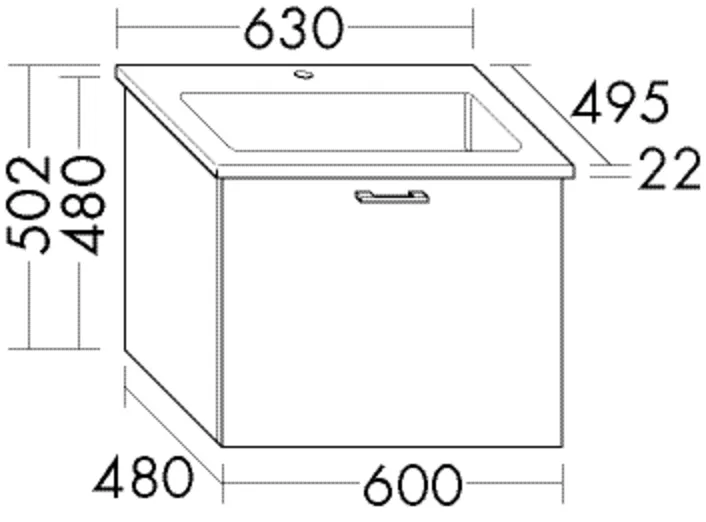 burgbad Badmöbelset „Sys30“ 67 × 54,2 cm Bügelgriff, Chrom, in Eiche Tabak