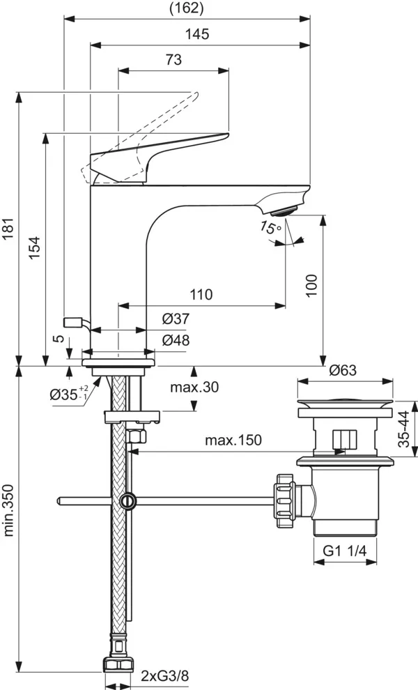 Einhand-Waschtischarmatur „Ceralife C“ Ausladung 110 mm Einhand-Waschtischarmatur „Ceralife C“ Ausladung 110 mm