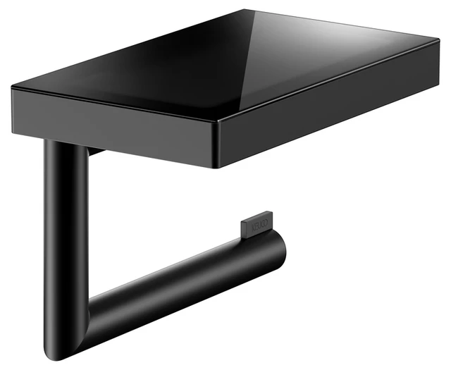 KEUCO REVA Toilettenpapierhalter mit Ablage schwarz matt