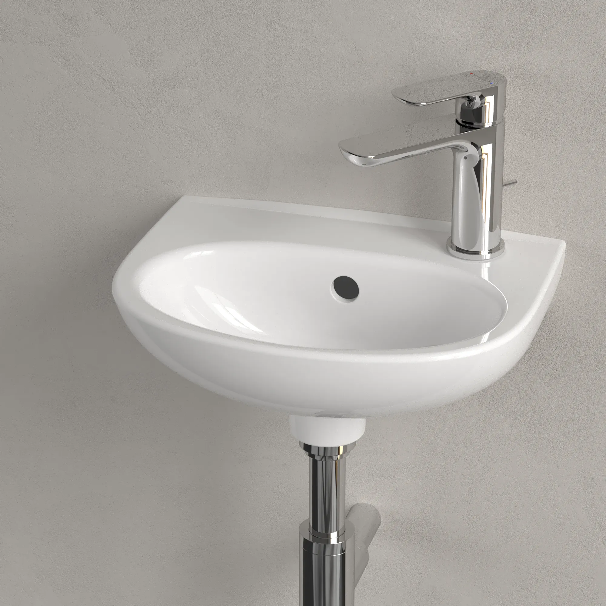Villeroy & Boch Handwaschbecken O.novo, oval, weiß Alpin CeramicPlus, 360x275x145 mm, 1-Loch-Armatur, mit Überlauf
