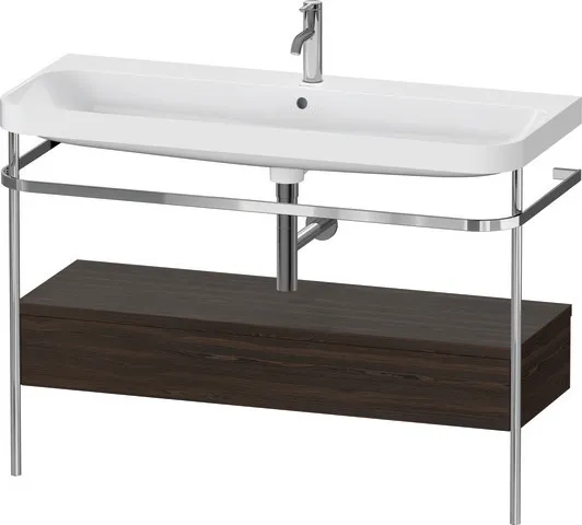 Duravit Waschtischunterschrank c-shaped Set mit Metallkonsole und Schubkasten „Happy D.2 Plus“ 117,5 × 85 × 49 cm Nussbaum gebürstet