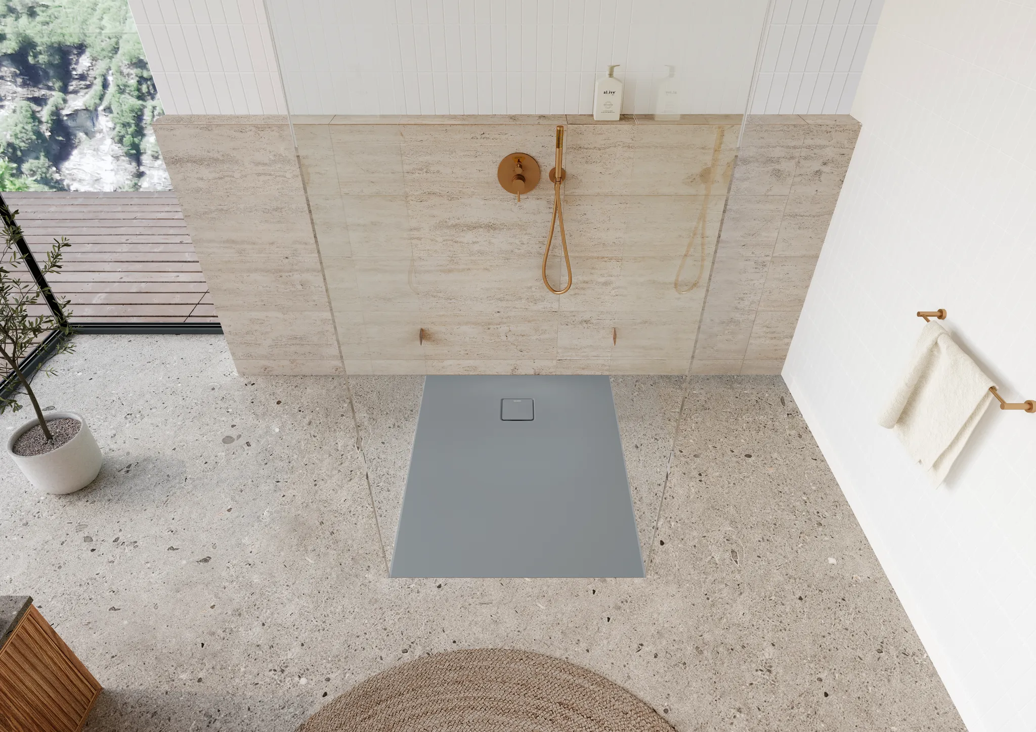 Kaldewei rechteck Duschwanne „ALUVIA“ 900 × 1000 mm in cool grey 40