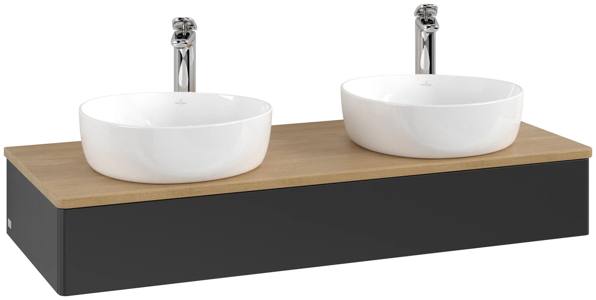 Villeroy & Boch Antao Waschbeckenunterschrank K13_5, 1200x190x500mm, Holz, Black Matt Lacquer / Honey Oak