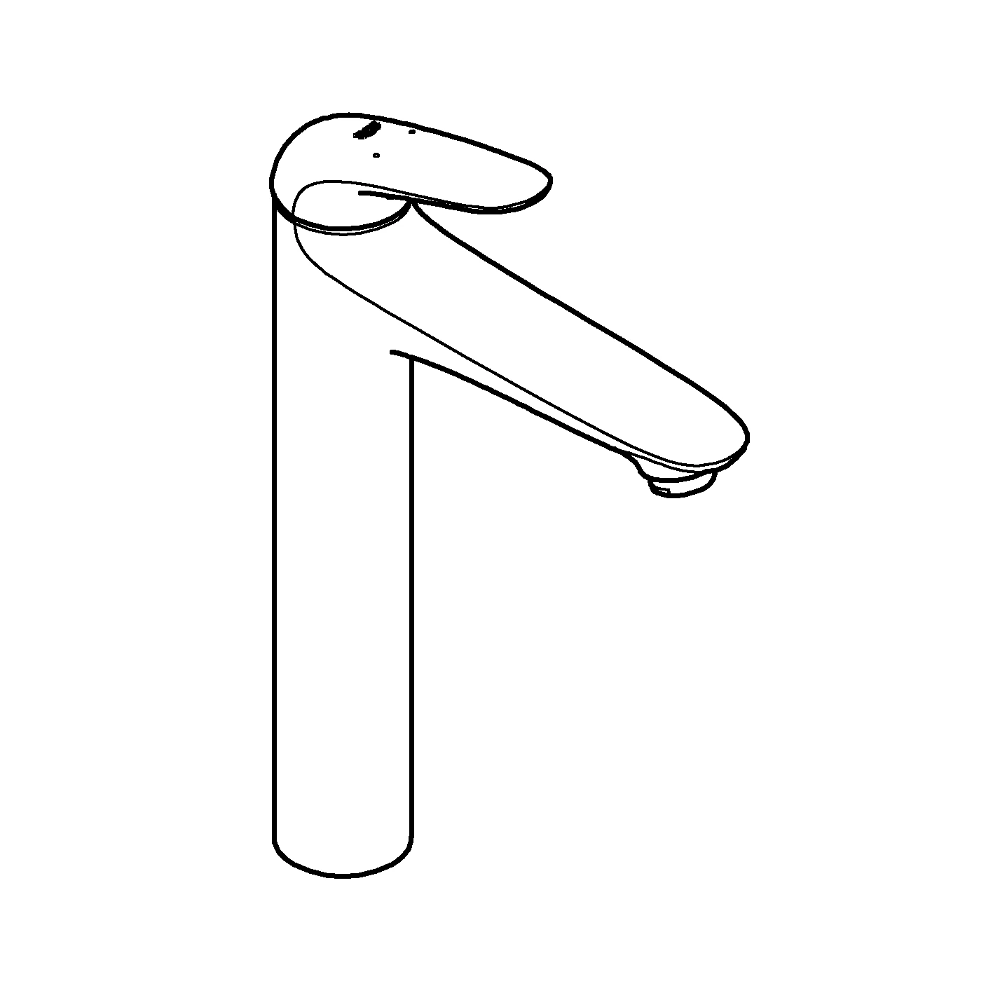 Einhand-Waschtischbatterie Eurostyle 23719_3, XL-Size, Einlochmontage, geschlossener Metall-Hebelgriff, für freistehende Waschschüsseln, glatter Körper, chrom