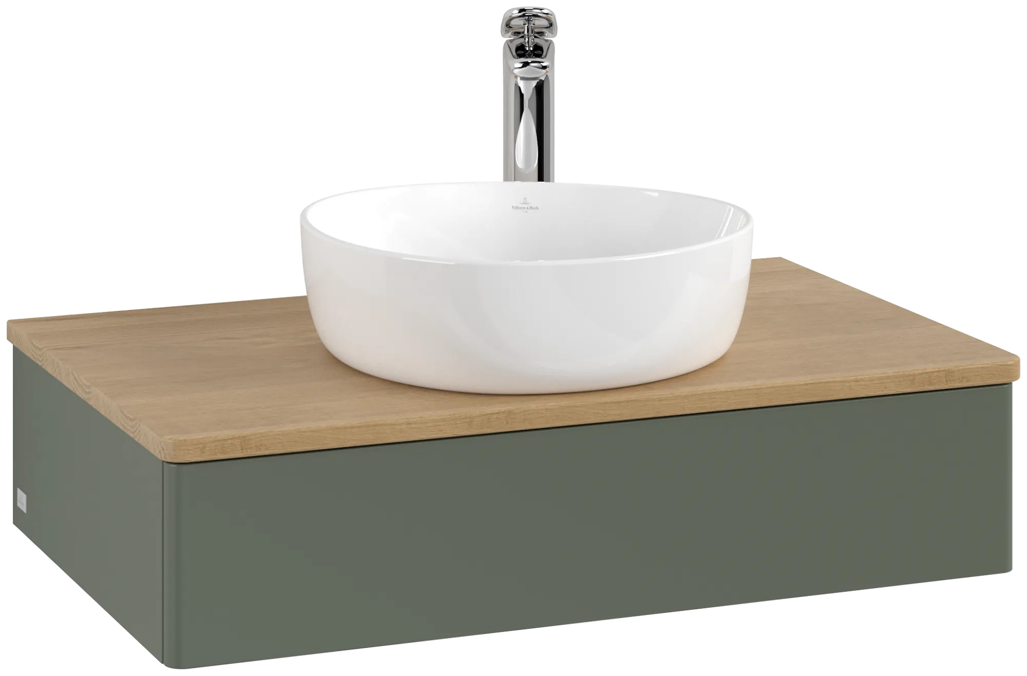 Villeroy & Boch Antao Waschbeckenunterschrank L08_5, 800x190x500 mm, Leaf Green Matt Lacquer / Honey Oak