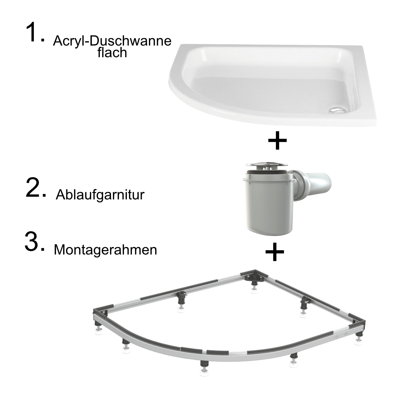 HSK viertelkreis Acryl-Duschwanne „flach“ 80 × 80 cm in Weiß