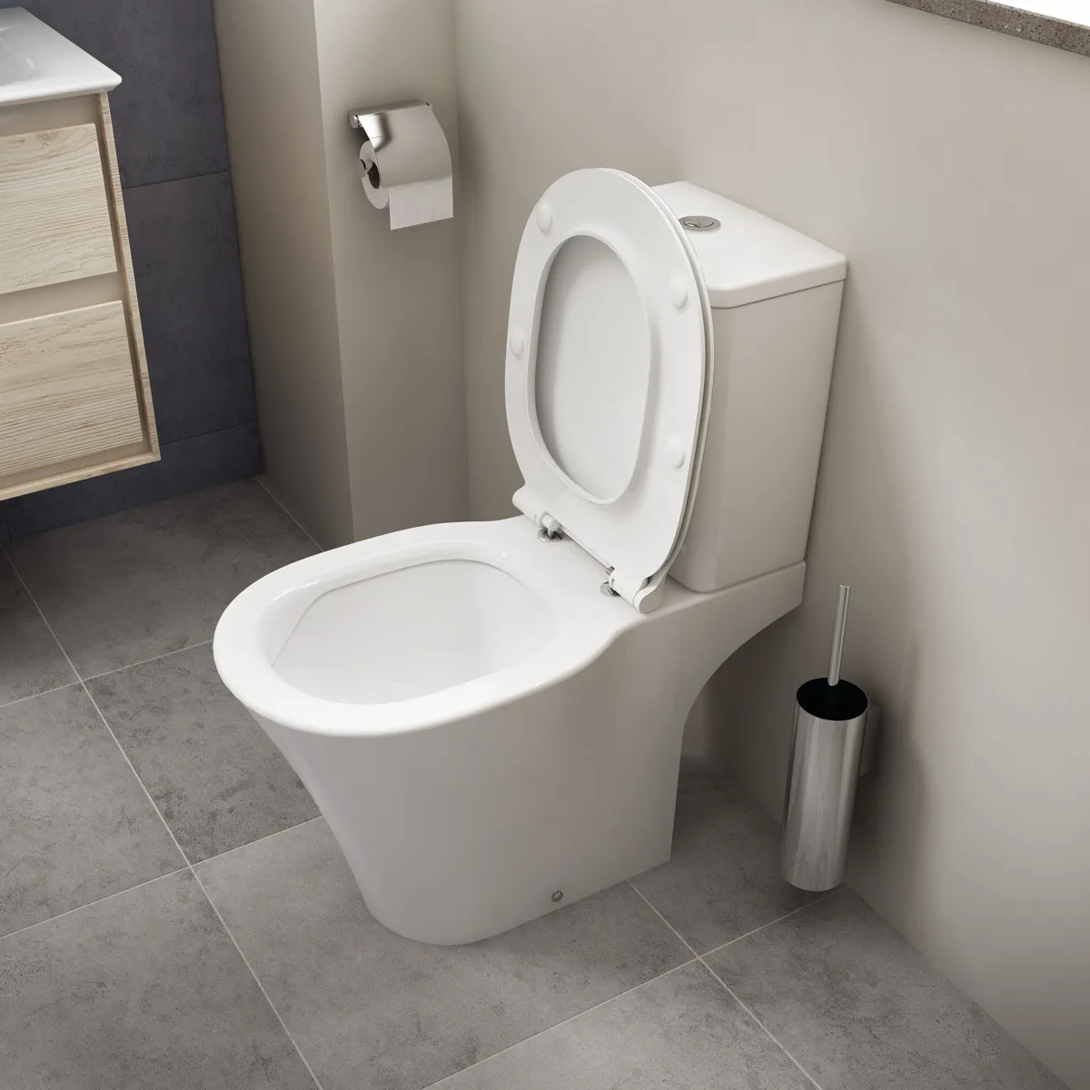 Stand-Tiefspül-WC-Kombi ConnectAIR, AquaBlade, Abgang außen waagrerecht, 365x400x400mm, Weiß Stand-Tiefspül-WC-Kombi ConnectAIR, AquaBlade, Abgang außen waagrerecht, 365x400x400mm, Weiß